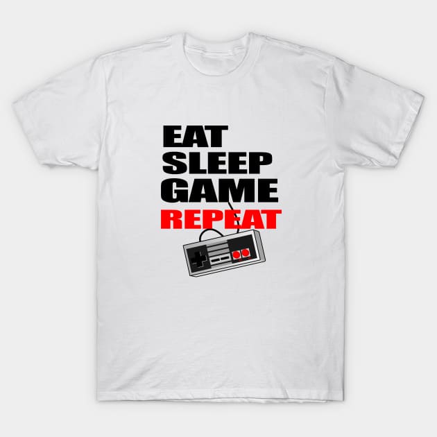 Funny Eat Sleep Game Repeat Gamer t-shirt T-Shirt by kmpfanworks